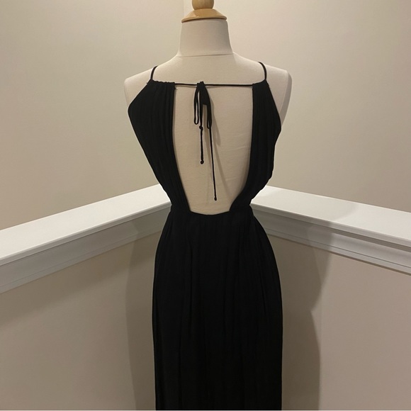 TOBI Little Black Maxi Dress! Stunning Halter Tie Neck Cutout Waist Design Sz XS - Picture 9 of 14